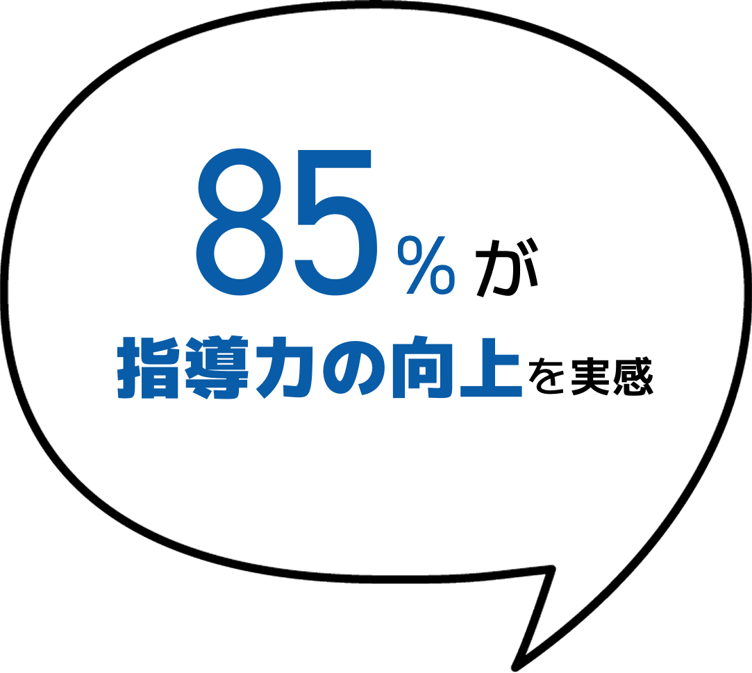 85%が指導力の向上を実感